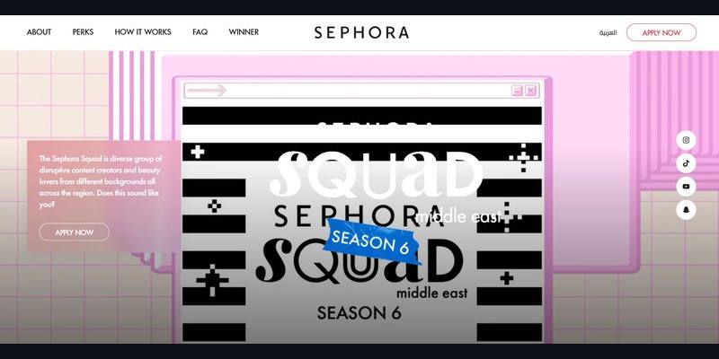 Sephora Squad — Middle East website screenshot